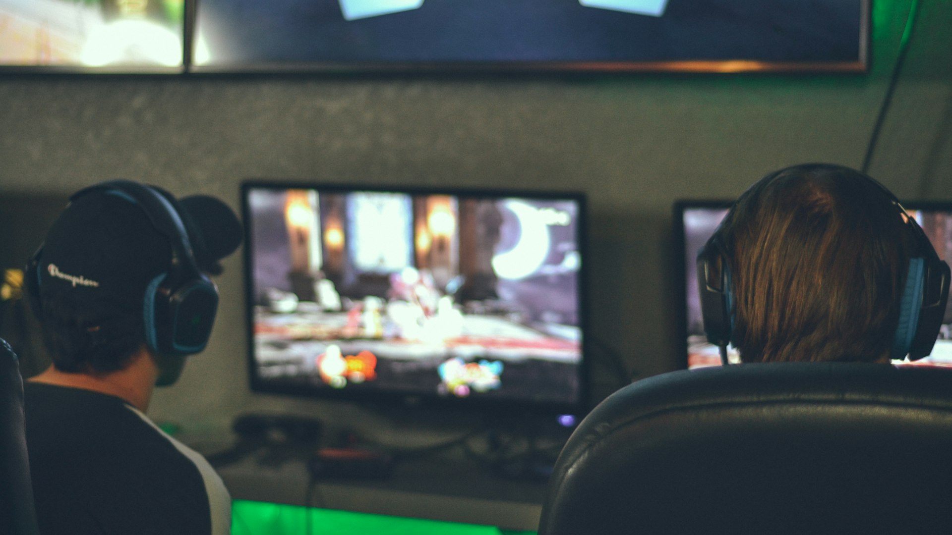 Vibrant gaming setup with colourful lighting
